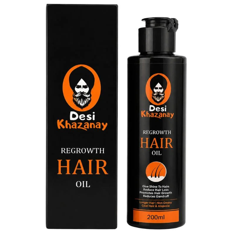 Desi Khazanay Regrowth Hair Oil | Herbal Hair Growth Oil with 25+ Herbs, Cold-Pressed Oils & Essential Oils | Scalp Nourishment & Hair Care | For Men & Women